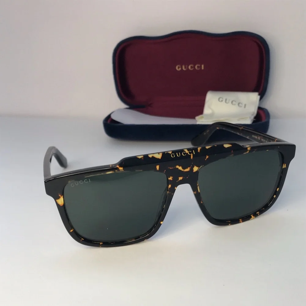 New - Authentic GUCCI GG1039S 002 sunglass dark havana frame green light mirror
